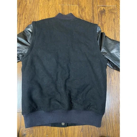 Nike Destroyer Varsity Jacket NSW Leather Sleeves Men's Medium Black Wool